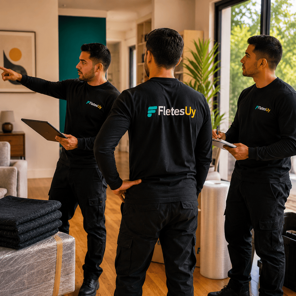 Equipo de FletesUY coordinando una mudanza de oficina