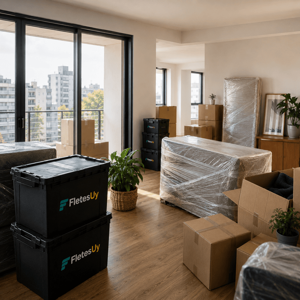 Interior de un apartamento a mitad de mudanza
