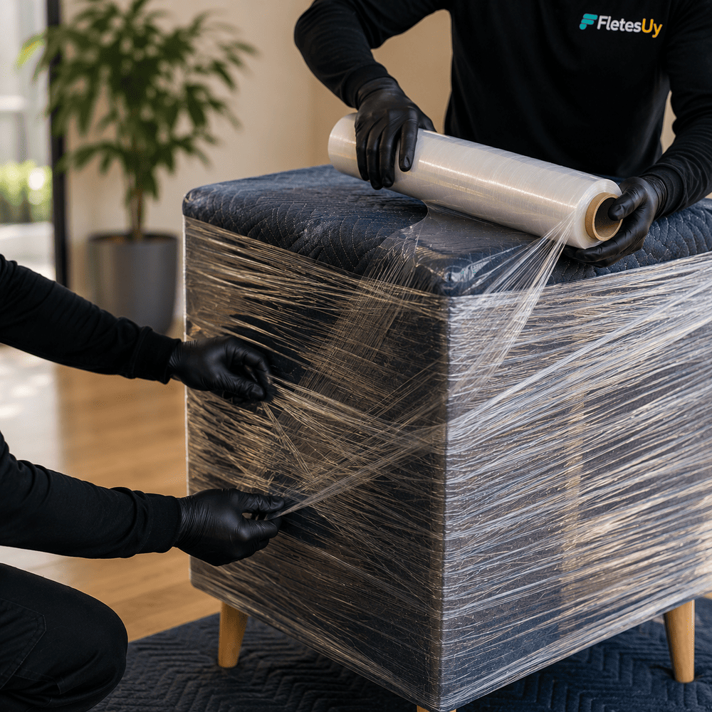 Mueble protegido con film industrial por el equipo de FletesUY